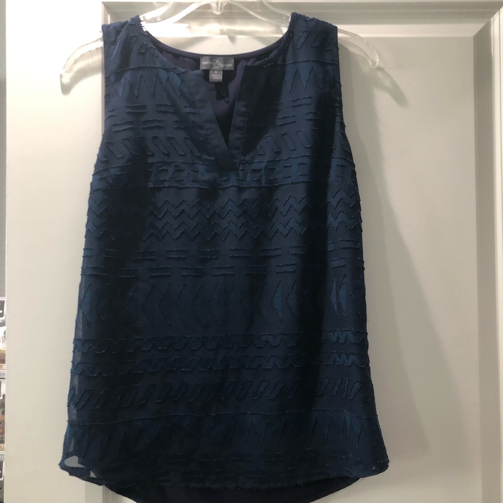 Market & Spruce Textured Blue Blouse Size S